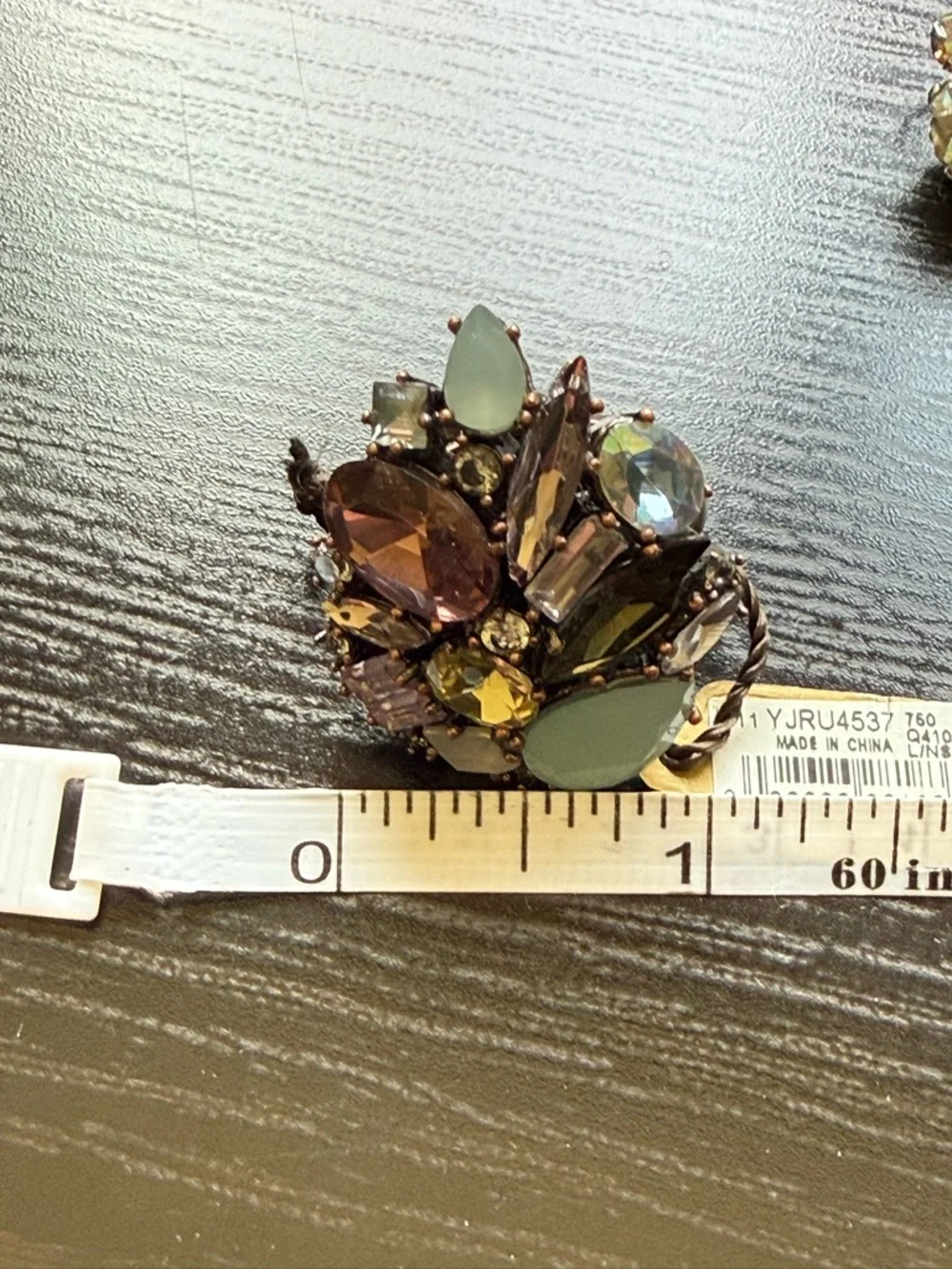 Juicy Couture Crystal Cocktail Ring Adjustable Multicolor Statement NWT